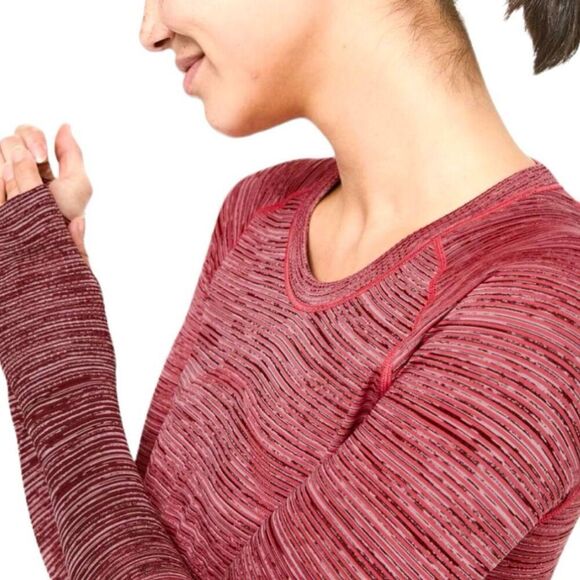 LULULEMON Swiftly Tech Long Sleeve Crew - Red Alert/Dark Sport Red - Size 4 Est - Picture 6 of 10